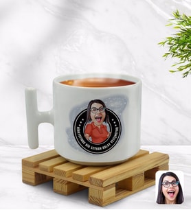 BK Gift Kişiye Özel Kadın Nihayetinde Karikatürlü T Kulplu Beyaz Middle Kupa Bardak-3