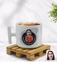 BK Gift Kişiye Özel Kadın Nihayetinde Karikatürlü T Kulplu Beyaz Middle Kupa Bardak-3