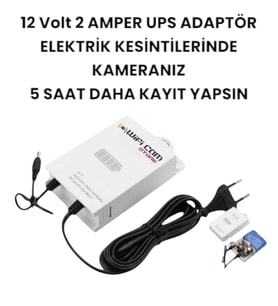 12 Volt UPS Adaptör Şarjlı Voltaj Korumalı Güç Kaynağı (Beyaz - Bej)