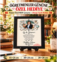 Öğretmenler Günü Hediyesi Fotoğraflı Kişiye Özel MDF Çerçeve – Öğretmene Teşekkür Hediyesi, Ahşap Ayak Hediyeli