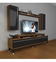 Decoraktiv Ekoflex 7 Mdf Silver Tv Ünitesi Tv Sehpası - Ceviz Siyah (Siyah - Ceviz)