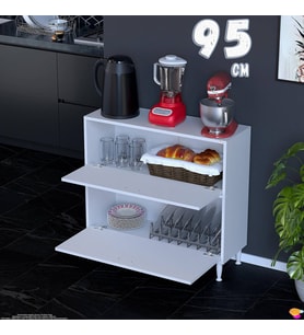 Eliusta Gaye Çok Amaçlı 2 Kapaklı Dolap 95x87x32 cm Banyo Mutfak Çocuk Odası Düzenleyici Kiler
