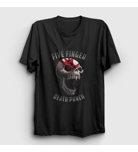 Presmono Unisex Siyah Skull Five Finger Death Punch T-Shirt 63091tt