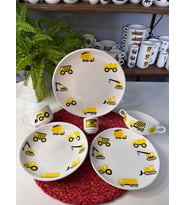 6 parça İŞ MAKİNALARI MODEL ÇOCUK YEMEK TAKIMI BESLENME SETİ