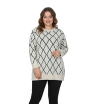 Kadın Baklava Desen Kazak 5060 BGL-ST04070 (Ekru)