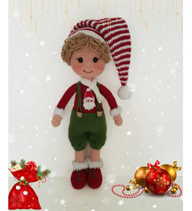 Yılbaşı Kostümlü Sevimli Oğlan Bebek Amigurumi Organik Oyuncak