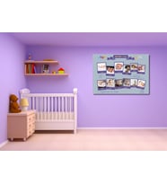 Gifttimr Bebek Odası Bebek Aylık Kolaj Temalı Anı Tablosu Çerçevesiz (Mavi)