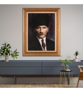 Altın Varaklı Paspartulu Çerçeveli Tablo rv1391