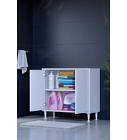 Eliusta Arden 70 cm Beyaz 2 Bölmeli Banyo Düzenleyici Dolap 1 Raflı Çok Amaçlı Mutfak Dolabı 70x75x32,5 cm