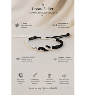Siyah Beyaz Sonsuzluk Makrome Bileklik Unisex Ayarlanabilir Taraftar Ip Bileklik