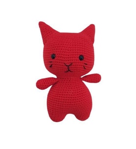 Kırmızı Miniş Pisi Uyku Arkadaşı Amigurumi Organik Oyuncak