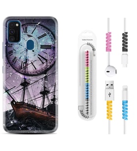 Samsung M21 M22 M23 M30 M31S M32 Kılıf Kablo Koruma Spiral Silikon Time 1749