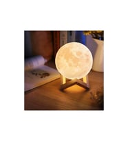 Dekoratif 3D Ay Lamba Gece Lambası Moonlight Standlı 12 cm SARI (Beyaz)