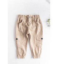 Gabardin Kumaş Erkek Çocuk Kargo Pantolon (Bej)
