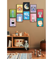Çerçevesiz Çerçeve Görünümlü Bebek Odası Pano Sticker Bebek Mdf Tablo Seti  Çocuklar-ÖZC-MDF10F