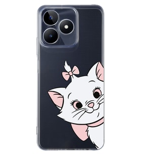 Realme C53 Uyumlu Marie Kedicik Desenli Şeffaf Telefon Kılıfı