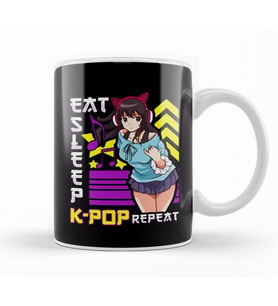 Eat Sleep K Pop Repeat KPop Kawaii Korean Music Kupa Bardak Porselen