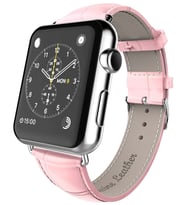 Ally Apple Watch 7-8 45mm 6-5-4 44mm Deri Kordon Kayış Crocodile 3-2-1 42mm (Pembe)