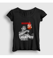 Presmono Kadın Siyah Champ Boxing Boks Muhammad Muhammed Ali T-Shirt 507433tt