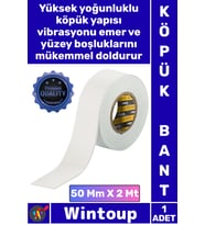 #Bant Güçlü Yapışkanlı Montaj Bandı Dayanıklı Sabitleyici Çift Taraflı Köpük Bant 50 Mm X 2 Metre