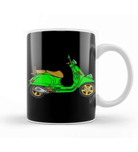 Vespa Lover Green Scooter Kupa Bardak Porselen