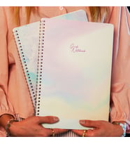 A4 Spiralli Karton Kapak 2’li Set Kareli Ders Programlı Not Okul Defteri - Pastel Serisi (Pastel Pembe)