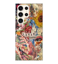 Samsung Galaxy S24 ULTRA Uyumlu Aesthetic Vintage Kolaj Desenli Şeffaf Telefon Kılıfı