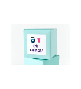 Kağıt Bardak Temalı Özel Seri Etiket Kare Mat Sticker Thank You Serisi 4.5 Cm (40 Adet)