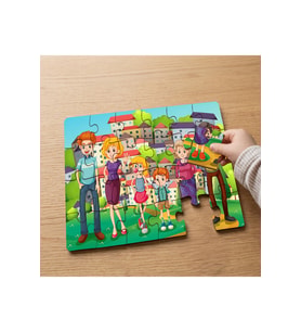 Mutlu Aile Tasarımlı 24 Parça Ahşap Çocuk Puzzle MPK0759