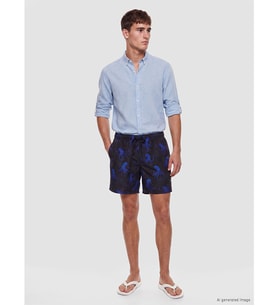LCW SWIMWEAR Lacivert Kısa Boy Ahtapot Baskılı Erkek Deniz Şortu