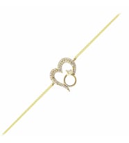 Kalp'li Tektaş Altın Zincir Bileklik 14K Gold (Çok Renkli)