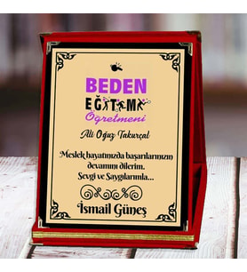 Beden Eğitimi Öğretmeni Baskılı Plaket (4. Tasarım)  Kişiye Özel (Kırmızı)