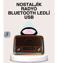 Ahşap Nostaljik Radyo Bluetooth USB SD Kart Destekli
