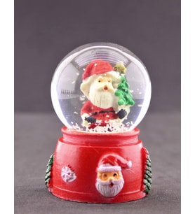 Yeni Yıl Hediyesi Dekoratif Noel Baba ve Çam Ağacı Temalı Mini Boy Işıklı  Yılbaşı Kar Küresi 6.5 cm