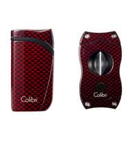 Colibri Kırmızı Karbon Desenli Çakmak Kesici Set