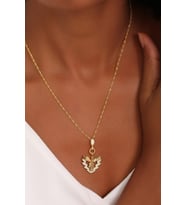 Kadın 925 Ayar Zirkon Taşlı Anka Kuşu Kolye (Altın-Gümüş)