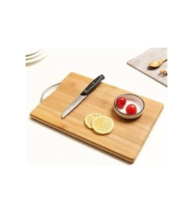 Bambu Metal Saplı Ekmek Kesme Tahtası 30x20x1,8 Cm Royaleks-67459