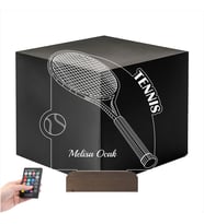 Luvivia Tenis Raketi Tenisçi Tasarım Kişiye Özel 3D Lamba - Masa Gece Lambası