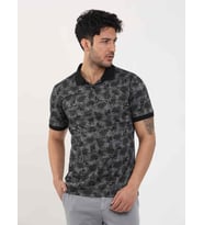 Dufy Siyah Erkek Slim Fit Desenli Polo Yaka Tshirt - 105244