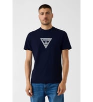Guess Bisiklet Yaka Kısa Kollu Orta Üçgen HD Baskılı Erkek Lacivert T-shirt M6YI40K4226-G7V2
