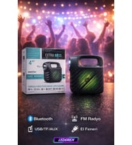 GTS-1525 RGB Işıklı 4 inç Taşınabilir Bluetooth Hoparlör FM Radyo Parti Hoparlörü Acil Durum Feneri