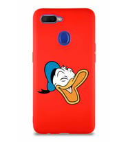 Oppo A12 Soft Premier Kapak Donald Duck-E Tasarımlı Silikon Kılıf - Kırmızı (Şeffaf)