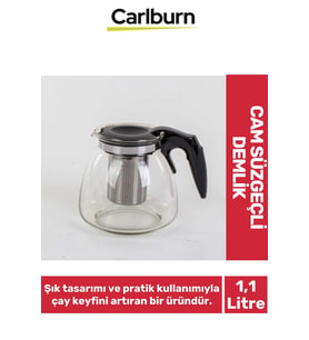 Özel Üretim Şeffaf Şık Tasarım Demleme Süresi Hızlandıran Cam Süzgeçli Demlik 1.1 Litre