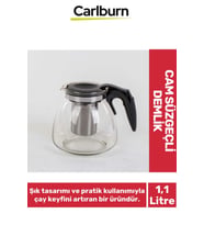 Özel Üretim Şeffaf Şık Tasarım Demleme Süresi Hızlandıran Cam Süzgeçli Demlik 1.1 Litre