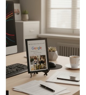 Kişiye Özel Google Arama Tasarımlı Fotoğraflı Ahşap Ayaklı Çerçeve - 21x14.5 cm