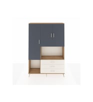 Arges Dolap 6 Raflı 3 Çekmeceli 3 Kapaklı 132x30x195 Çam-Antrasit/Aytaşı