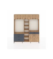 Arges Dolap 11 Raflı 4 Çekmeceli 2 Askılı 220x30x243 Çam-Çam/Antrasit