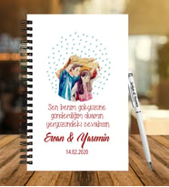 Sevgililer Gününe Özel  Ahşap Defter Kalem Hediye Seti 26