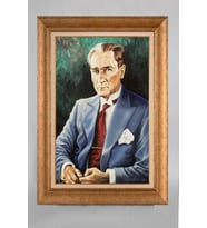 Çerçeveli Paspartulu Atatürk Tablo a78 (Gold)