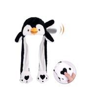 Penguen Şapka Kulakları Hareket Eden Peluş Tavşan Şapka (Beyaz)